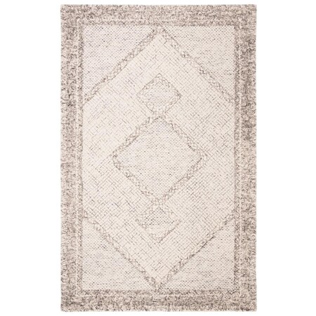 Safavieh 4 x 6 ft. Abstract 100 Percent Wool Pile Rectangle Rug Ivory & Grey - 0.32 in. ABT345F-4